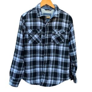 Tallwoods Bruno Milano Black Plaid Sherpa Lined Button Up Shirt Men Medium